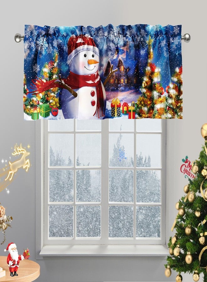 SUNWISHA Christmas Window Curtains Valance Decoration 52x18 inch Snowman Happy Christmas Eve Winter Forest Decor - Rod Pocket Kitchen/Bathroom/Laundry Valances - Image 3